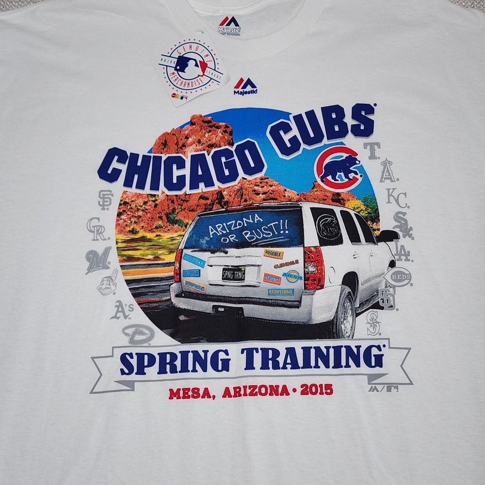 Majestic Chicago Cubs Men's Size 2XL T Shirt Spring Training White Graphic NWT‎